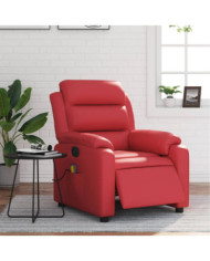 Fauteuil de massage inclinable électrique rouge similicuir | Mobilier & Déco