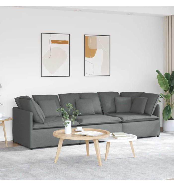 Canapé modulaire avec coussins en tissu gris foncé | Mobilier & Déco