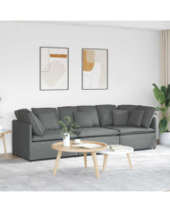 Canapé modulaire avec coussins en tissu gris foncé | Mobilier & Déco