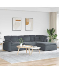 Canapé modulaire et repose-pieds et coussins velours gris foncé | Mobilier & Déco