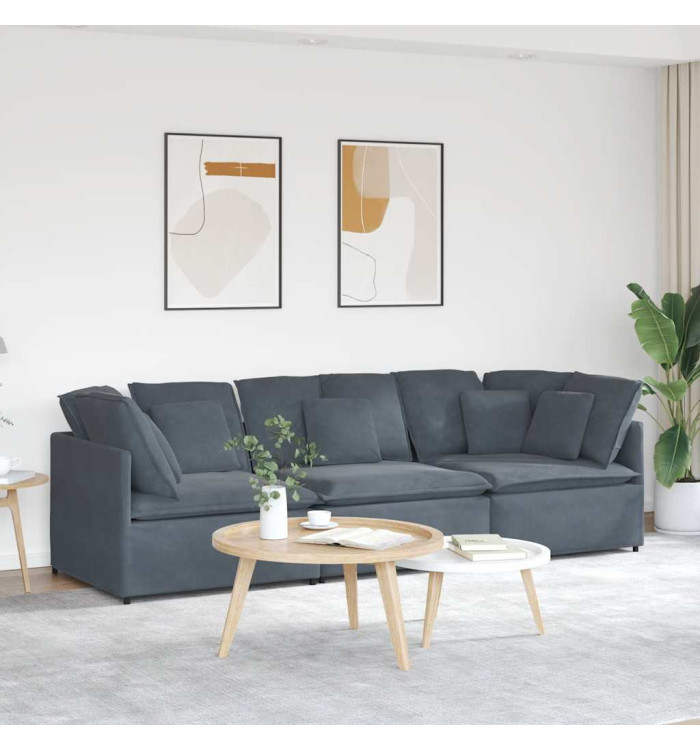Canapé modulaire avec coussins en velours gris foncé | Mobilier & Déco