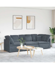 Canapé modulaire avec coussins en velours gris foncé | Mobilier & Déco