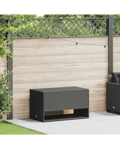 Coffre à coussins d'extérieur noir 100x55x55,5cm résine tressée | Mobilier & Déco