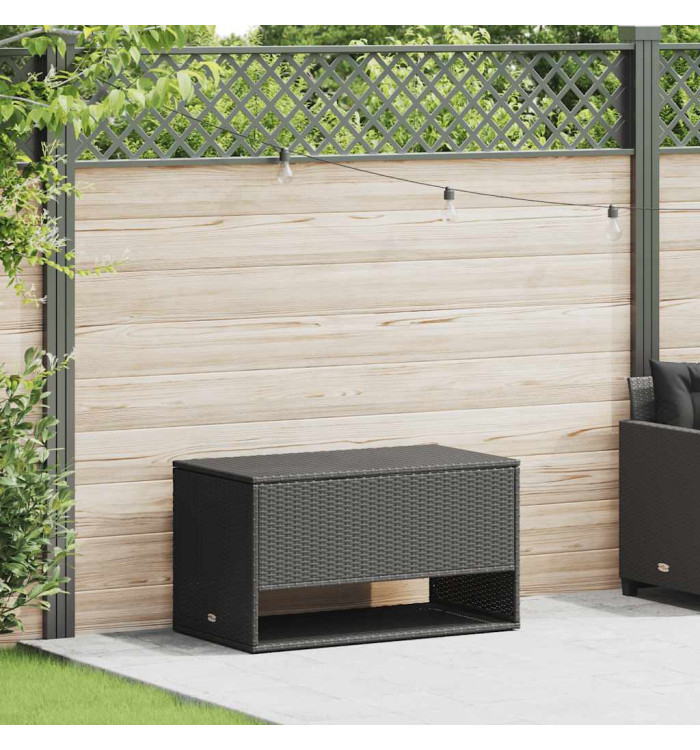 Coffre à coussins d'extérieur noir 100x55x55,5cm résine tressée | Mobilier & Déco