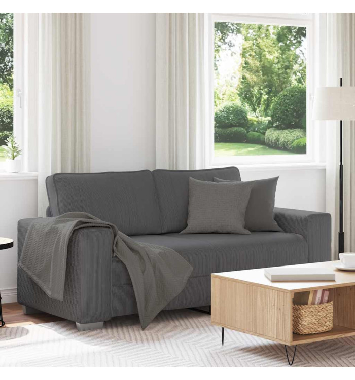 Canapé causeuse gris foncé 140 cm tissu velours côtelé | Mobilier & Déco