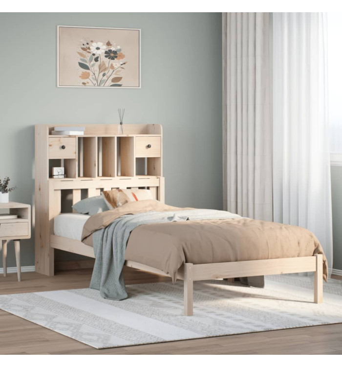 Lit bibliothèque sans matelas 90x190 cm bois de pin massif | Mobilier & Déco
