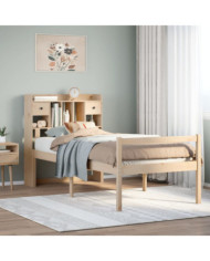 Lit bibliothèque sans matelas 90x200 cm bois de pin massif | Mobilier & Déco