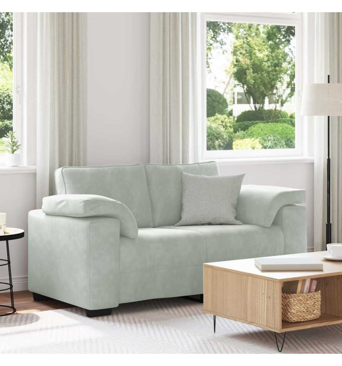 Canapé causeuse gris clair 120 cm velours | Mobilier & Déco