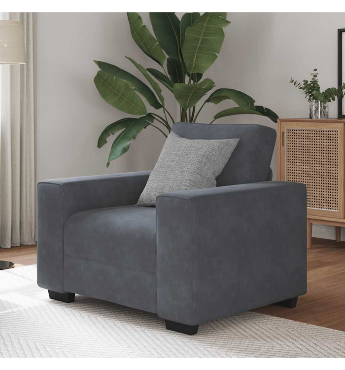 Fauteuil gris foncé 60 cm velours | Mobilier & Déco
