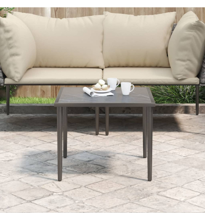 Table de jardin gris 48x48x37 cm acier | Mobilier & Déco