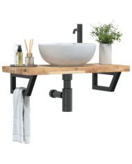 Étagère de vasque murale acier et bois massif d'acacia | Mobilier & Déco