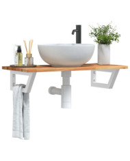 Étagère de vasque murale acier et bois massif d'acacia | Mobilier & Déco
