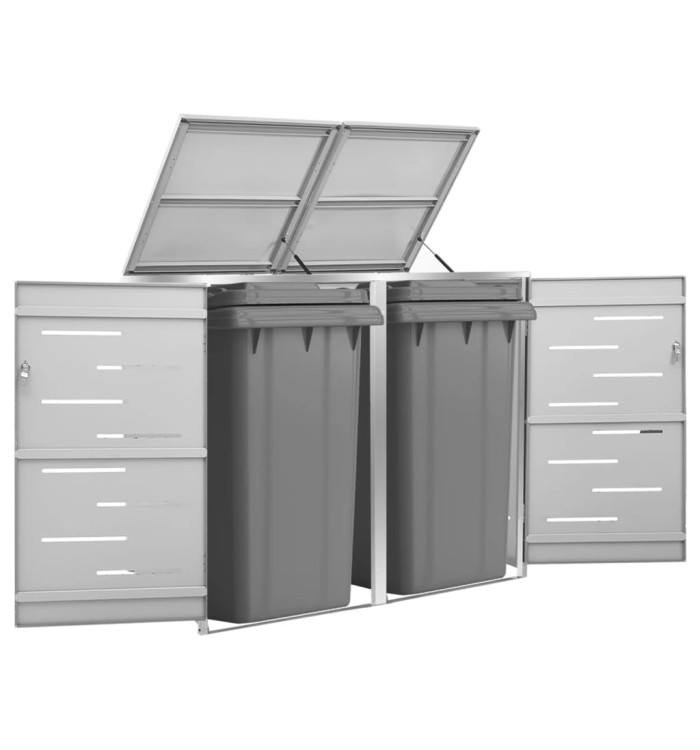 Abri pour deux poubelles 138x77,5x112,5 cm Inox | Mobilier & Déco