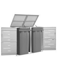 Abri pour deux poubelles 138x77,5x112,5 cm Inox | Mobilier & Déco