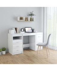 Bureau Blanc brillant 140x50x76 cm Bois d’ingénierie | Mobilier & Déco