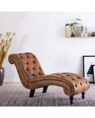 Chaise longue Marron Similicuir daim | Mobilier & Déco