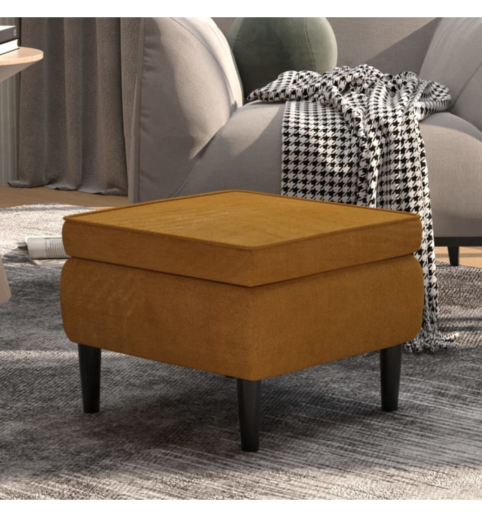 Tabouret avec pieds en bois Marron Velours | Mobilier & Déco