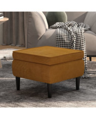 Tabouret avec pieds en bois Marron Velours | Mobilier & Déco