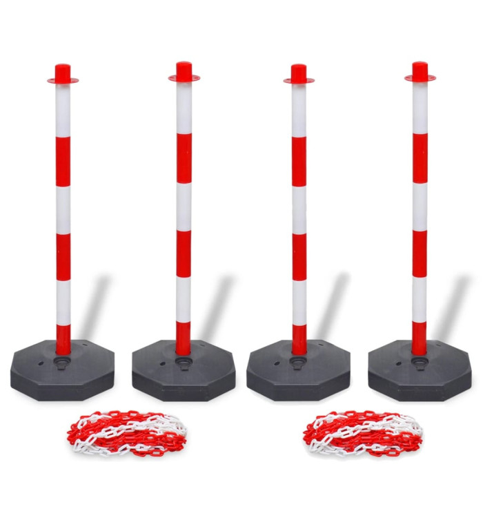 Jeu de 4 poteaux à chaîne et 2 chaînes en plastique 10m chacune | Mobilier & Déco