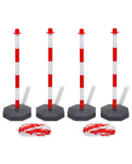 Jeu de 4 poteaux à chaîne et 2 chaînes en plastique 10m chacune | Mobilier & Déco