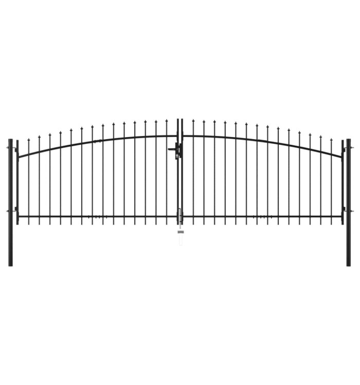 Double portail avec haut sous forme de lance 400 x 150 cm | Mobilier & Déco