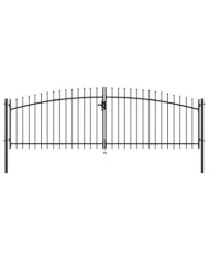 Double portail avec haut sous forme de lance 400 x 150 cm | Mobilier & Déco