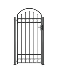 Portail de clôture à dessus arqué et 2 poteaux 105x204 cm Noir | Mobilier & Déco