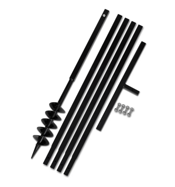 Tarière de sol avec manche 100 mm et tube d'extension 5 m Acier | Mobilier & Déco