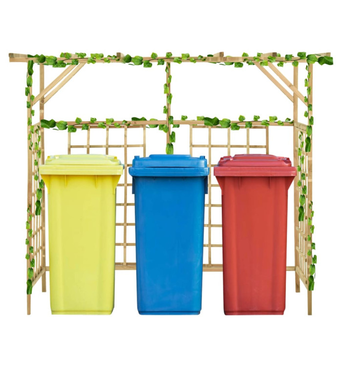 Pergola de jardin pour poubelles triples Bois de pin imprégné | Mobilier & Déco