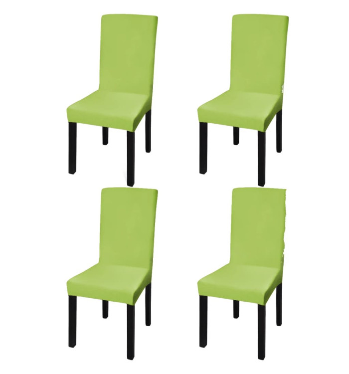 Housse de chaise droite extensible 4 pcs vert | Mobilier & Déco