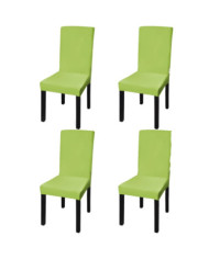 Housse de chaise droite extensible 4 pcs vert | Mobilier & Déco