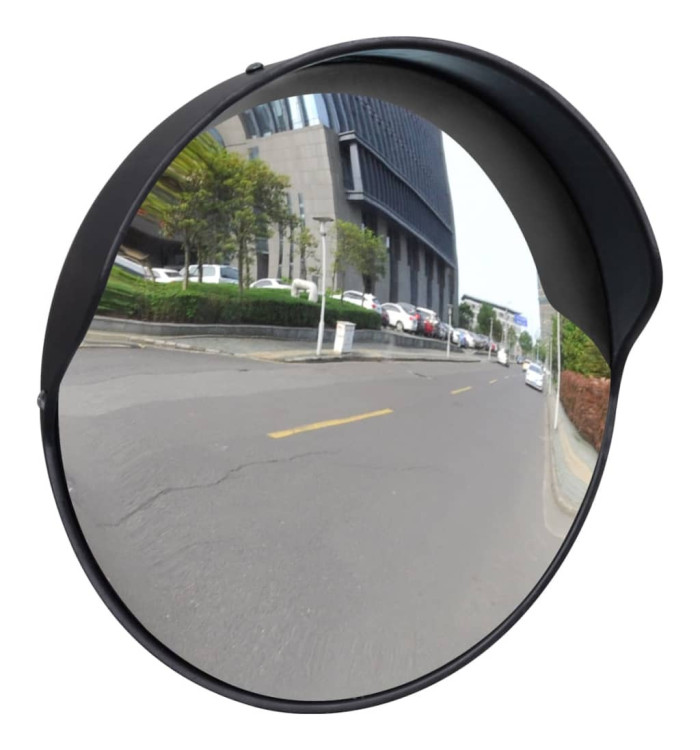 Miroir de trafic convexe d'extérieur Plastique PC Noir 30 cm | Mobilier & Déco