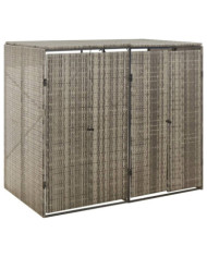 Abri pour poubelle double Gris 140x80x117 cm Résine tressée | Mobilier & Déco