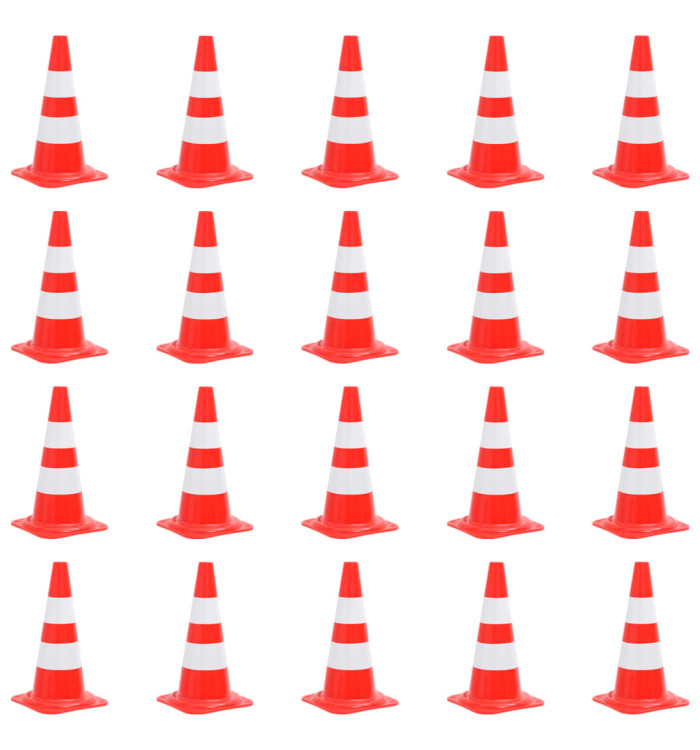 Cônes de signalisation réfléchissants 20pcs Rouge et blanc 50cm | Mobilier & Déco