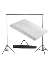 Système de support de toile de fond 300 x 300 cm Blanc | Mobilier & Déco