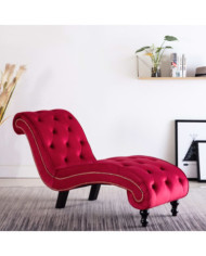 Chaise longue Velours Rouge | Mobilier & Déco