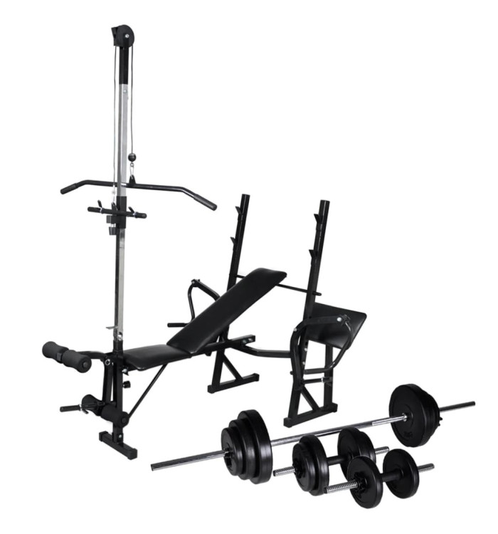 Banc d'entraînement avec support de poids jeu d'haltères 30,5kg | Mobilier & Déco