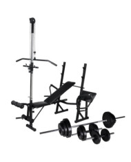 Banc d'entraînement avec support de poids jeu d'haltères 30,5kg | Mobilier & Déco