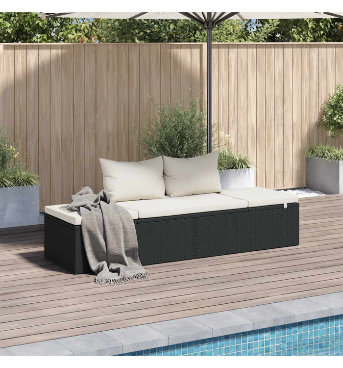 Lit de jardin Noir 195x60 cm Résine tressée | Mobilier & Déco