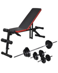 Banc d'entraînement réglable avec jeu d'haltères 30,5 kg | Mobilier & Déco