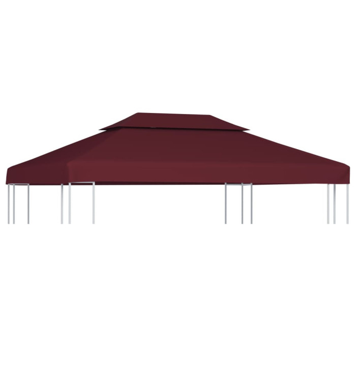 Toile de toit de belvédère 2 niveaux 310 g/m² 4x3 m bordeaux | Mobilier & Déco