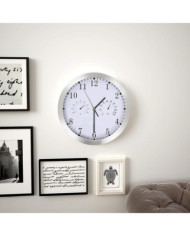 Horloge murale à quartz Hygromètre et thermomètre 30 cm Blanc | Mobilier & Déco