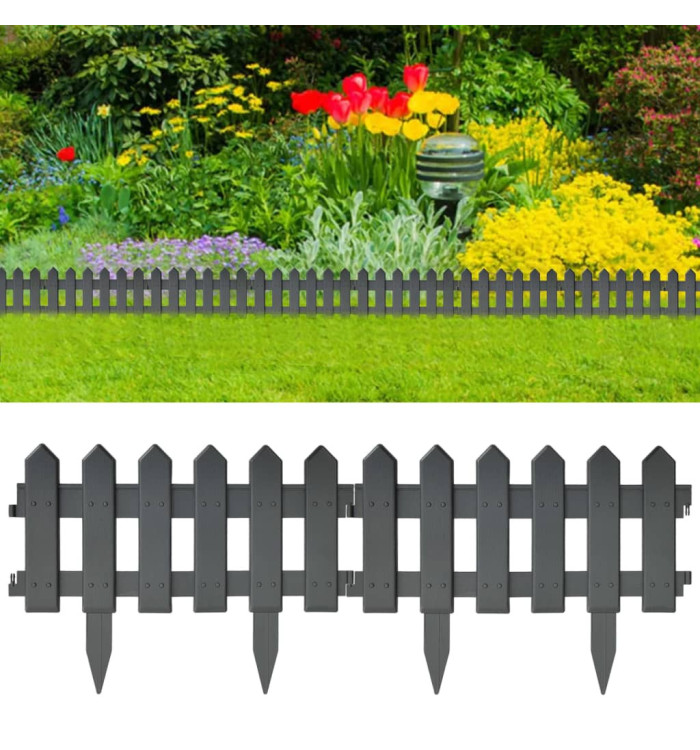 Bordures de pelouse 25 pcs Anthracite 10 m PP | Mobilier & Déco