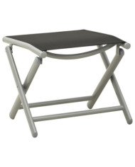 Repose-pied pliable noir et argenté textilène et aluminium | Mobilier & Déco