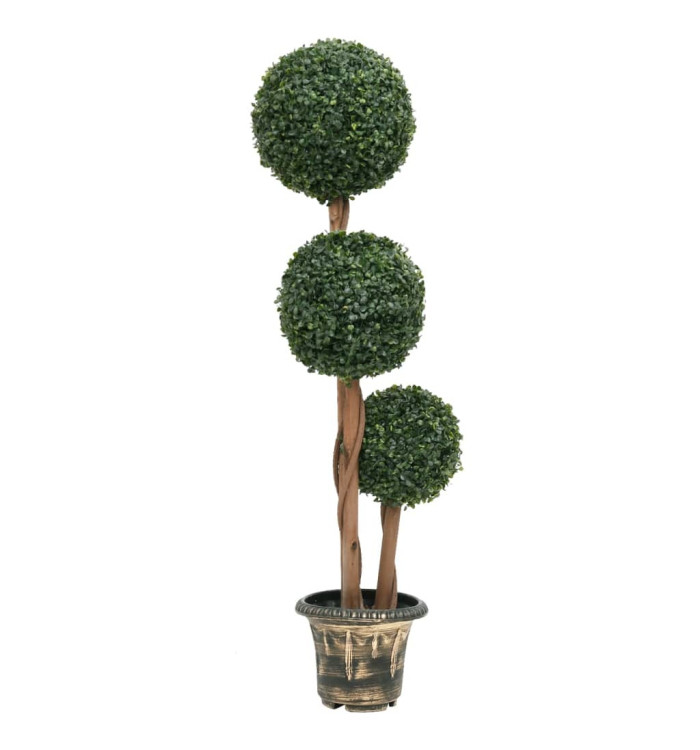 Plante de buis artificiel avec pot Forme de boule Vert 119 cm | Mobilier & Déco