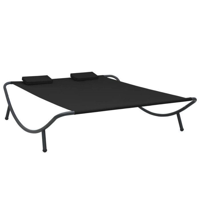 Chaise longue d'extérieur tissu noir | Mobilier & Déco