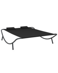 Chaise longue d'extérieur tissu noir | Mobilier & Déco
