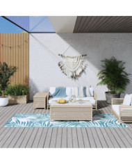 Tapis d'extérieur aqua et blanc 80x250 cm design réversible | Mobilier & Déco