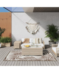 Tapis d'extérieur marron et blanc 100x200 cm design réversible | Mobilier & Déco