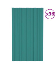 Panneaux de toiture 36 pcs Acier galvanisé Vert 80x45 cm | Mobilier & Déco